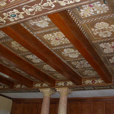 soffitto di legno decorato villa privata Colognola ai Colli (VR)